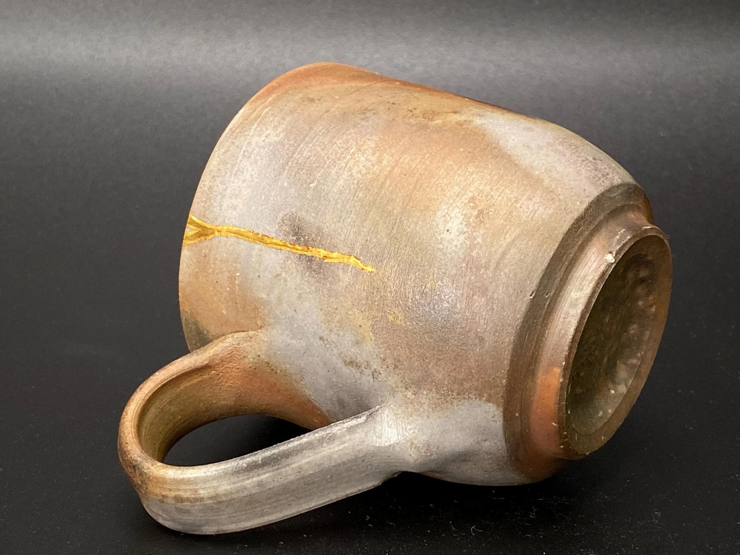 Bizen Ware Kintsugi Tea Cup, Real 25k Gold Repair, Signed Japanese Pottery, Wabi Sabi Aesthetic, Vintage Art