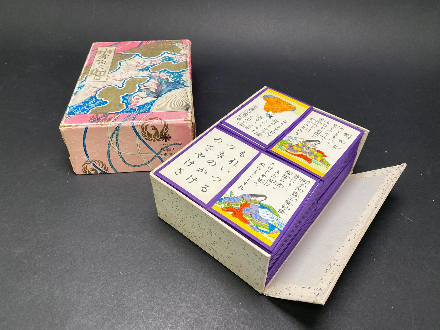 Japanese Karuta Card Game Vintage Competitive Set, Ogura Hyakunin Isshu Karuta Cards, Kashi Paper Poems Game, Ukiyoe Traditional Poetry