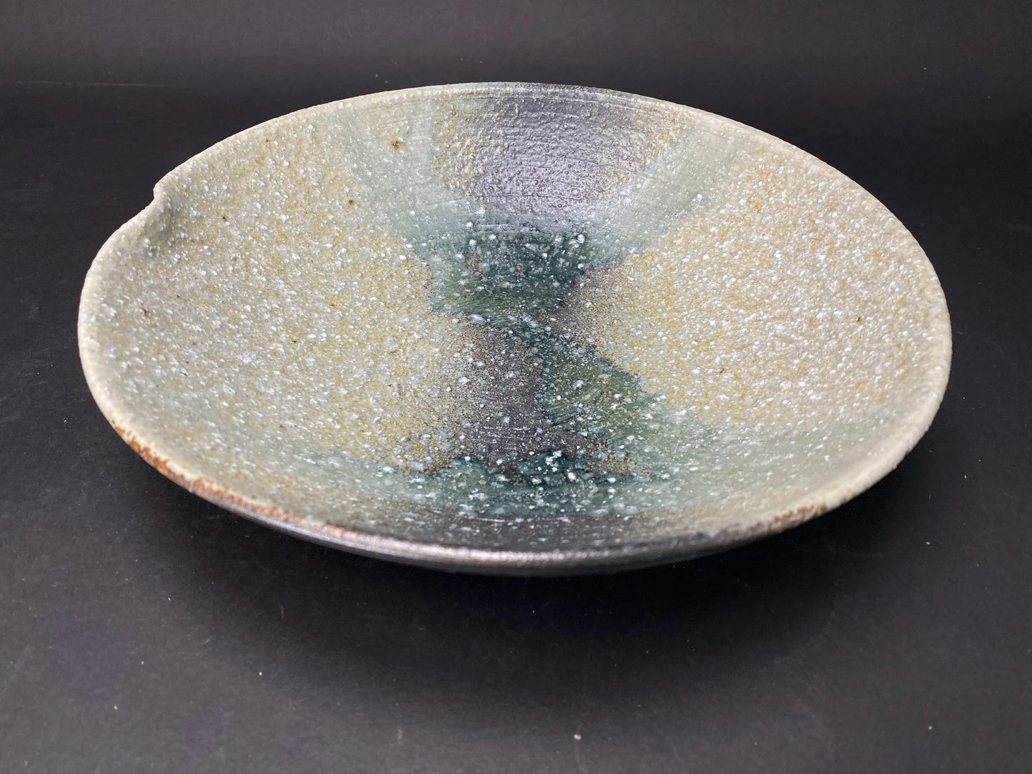 VINGT ET UN Studio Pottery Bowl Green Speckled