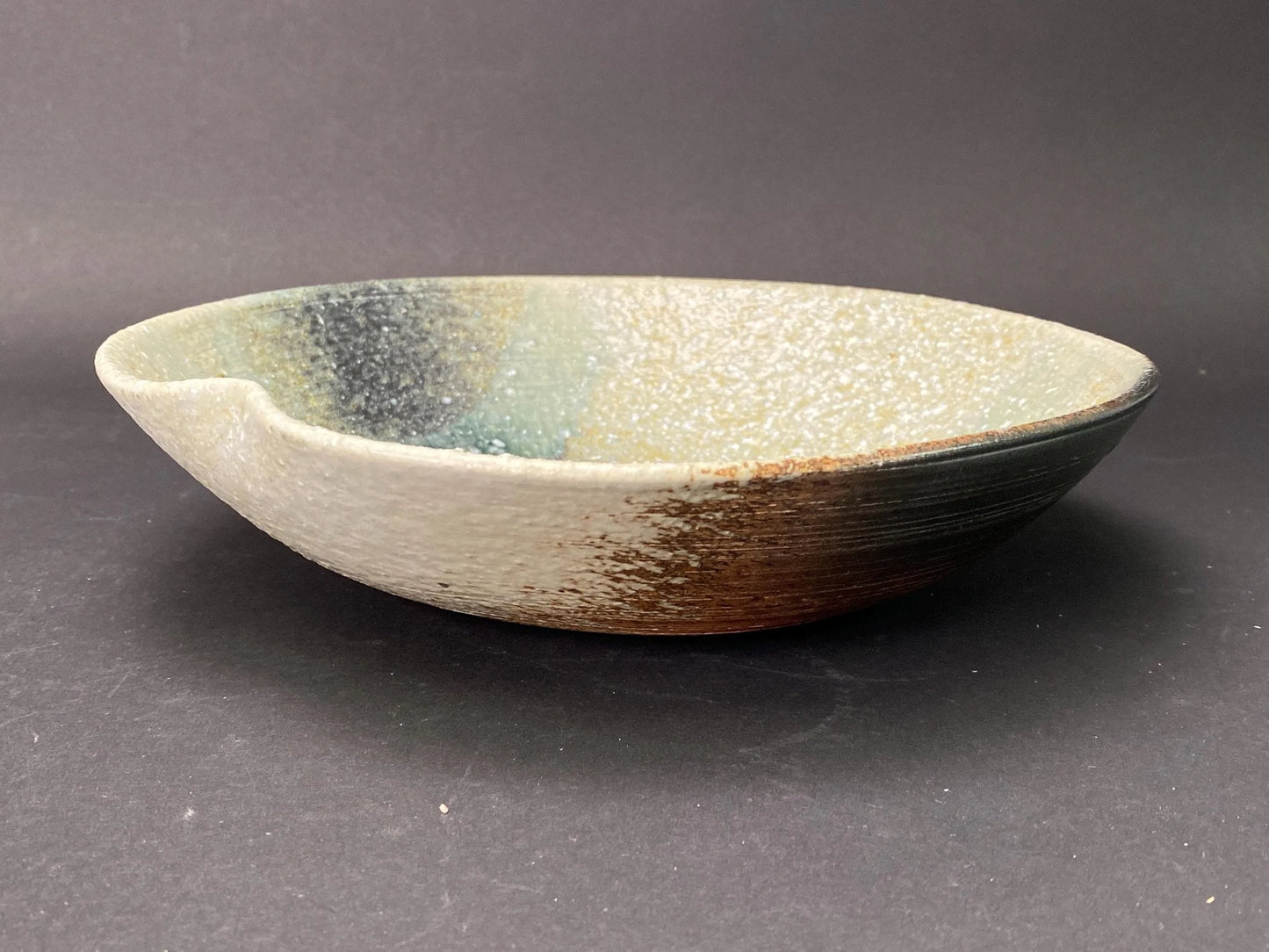 VINGT ET UN Studio Pottery Bowl Green Speckled