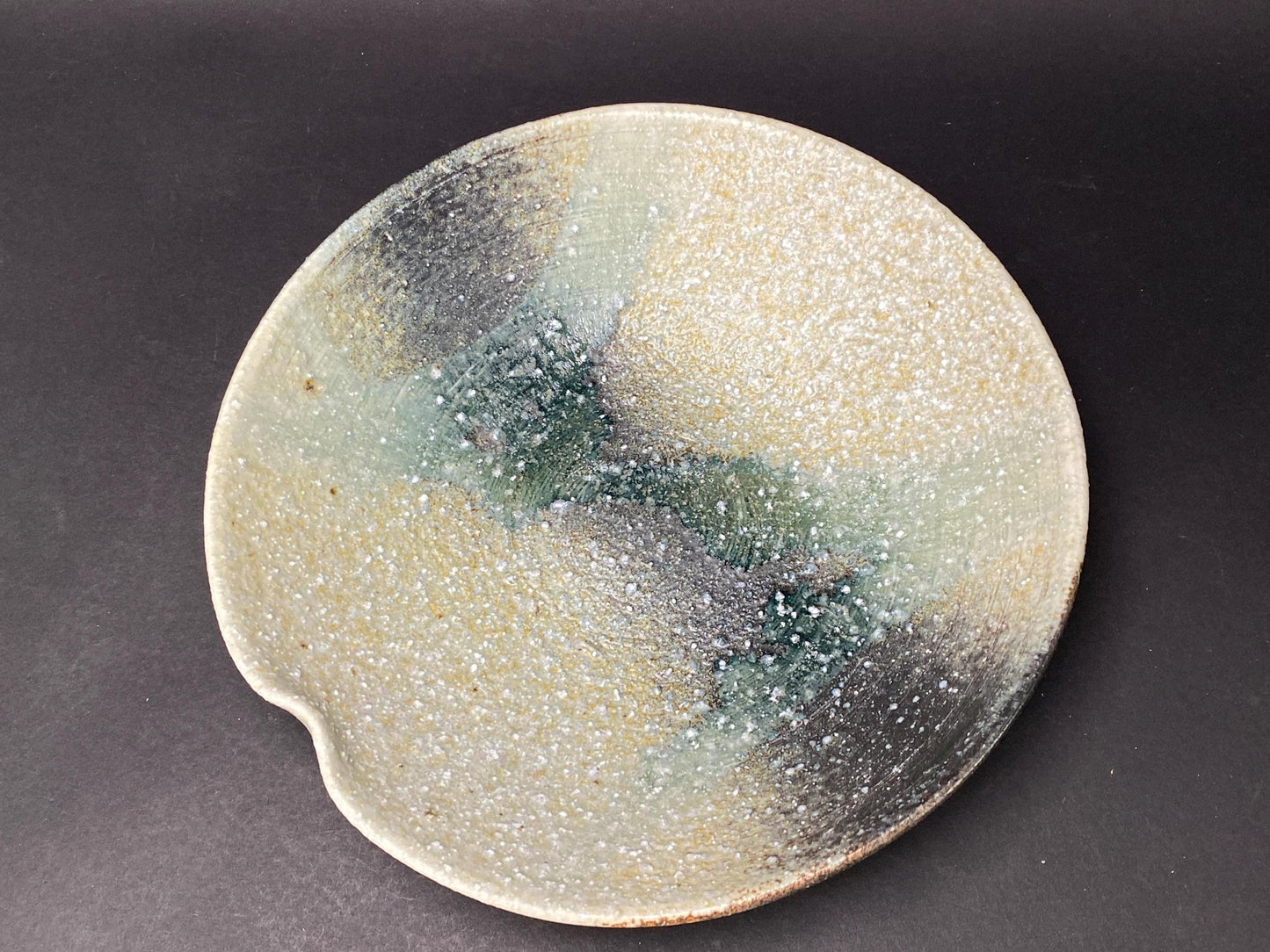 VINGT ET UN Studio Pottery Bowl Green Speckled
