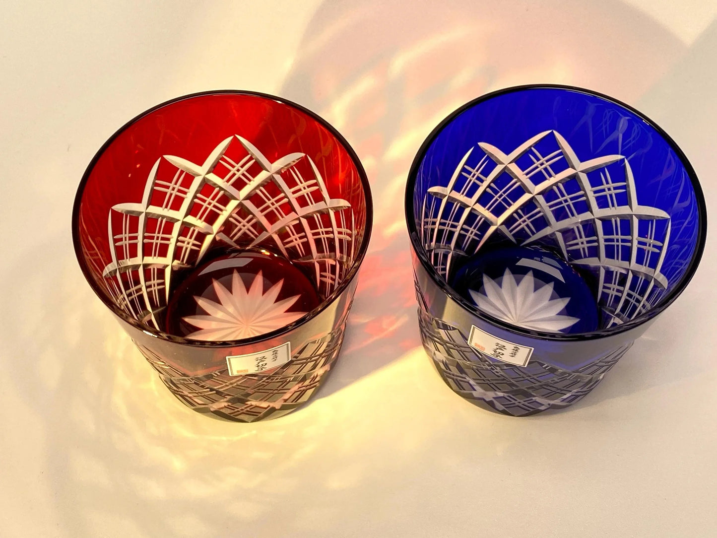 Taburo Edo Kiriko Glass Pair in Wood Box