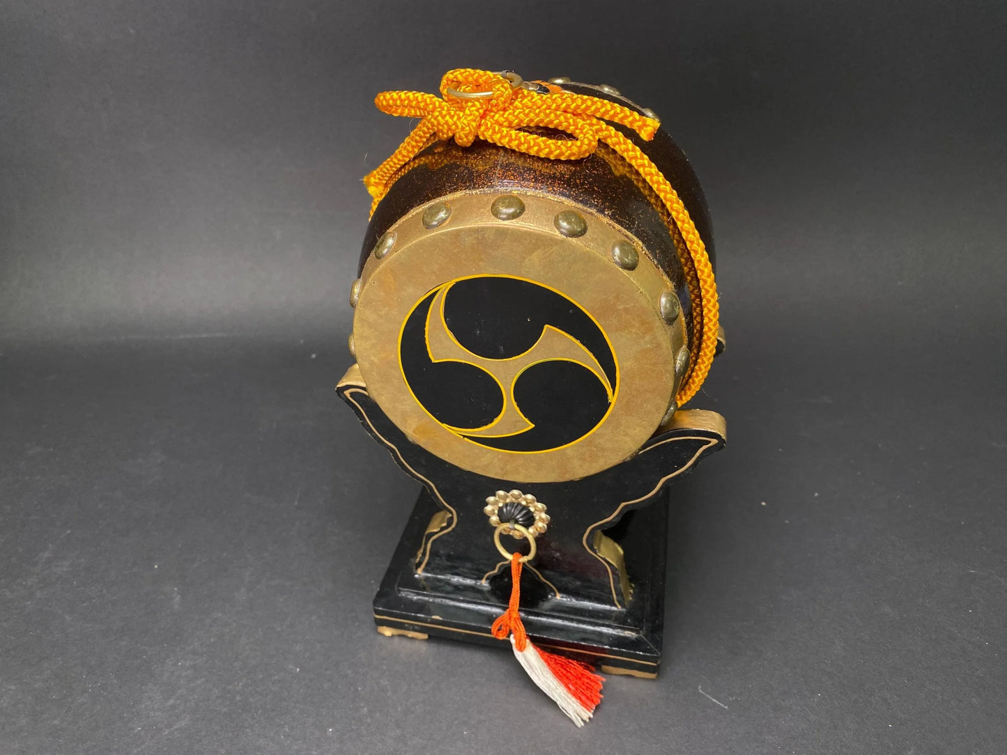 Japanese Samurai Daiko traditional Drum for Hinamatsuri Dolls, Replica Figurine, Taiko Makie, Vintage Samurai Taiko Drum with original box