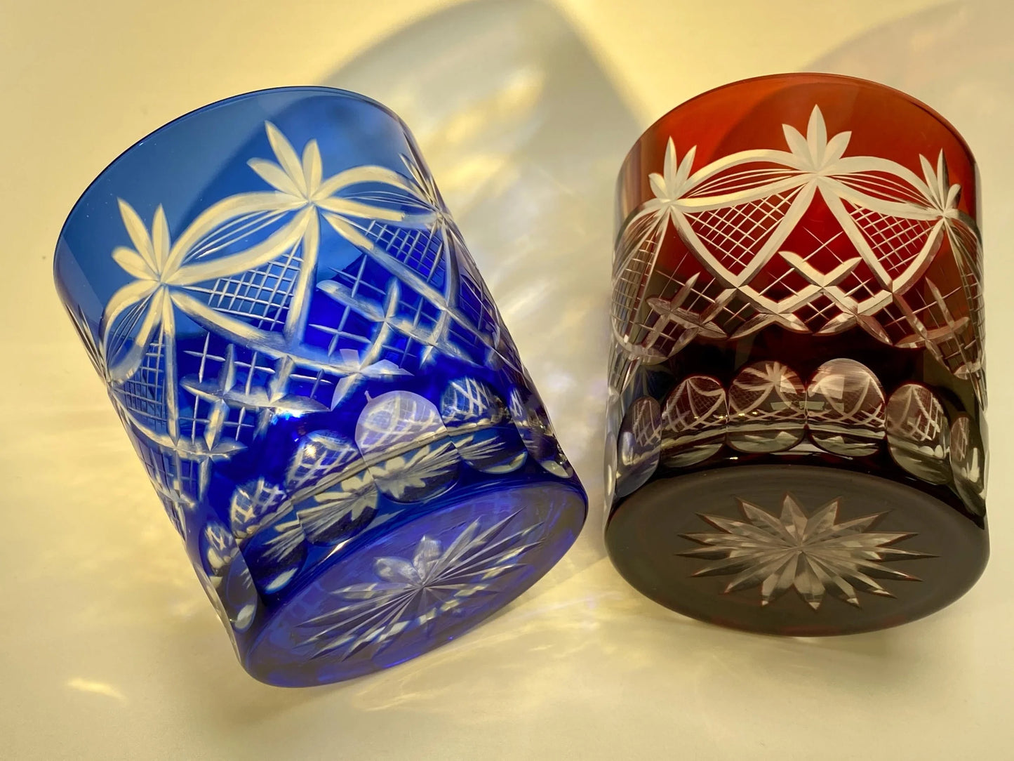 Kiriko Crystal Tumbler Pair, Ayame Iris Pattern