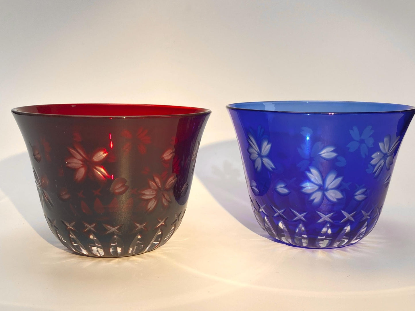 Nanban Kiriko Sakura Cut Crystal Tumblers, Pair