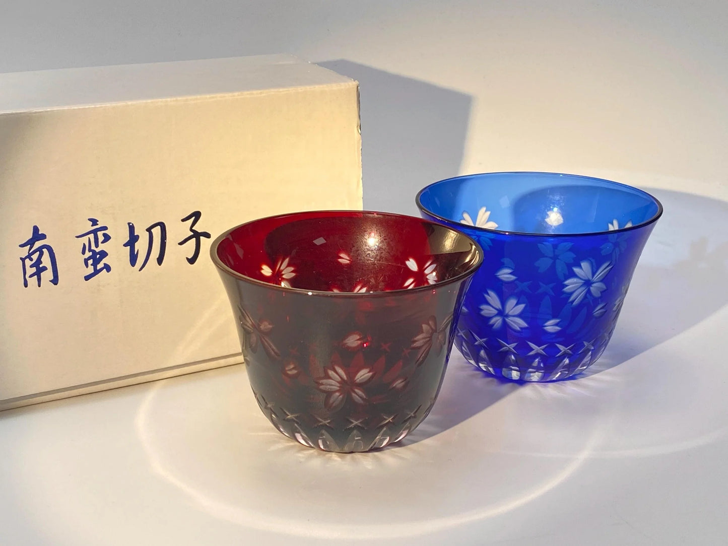 Nanban Kiriko Sakura Cut Crystal Tumblers, Pair