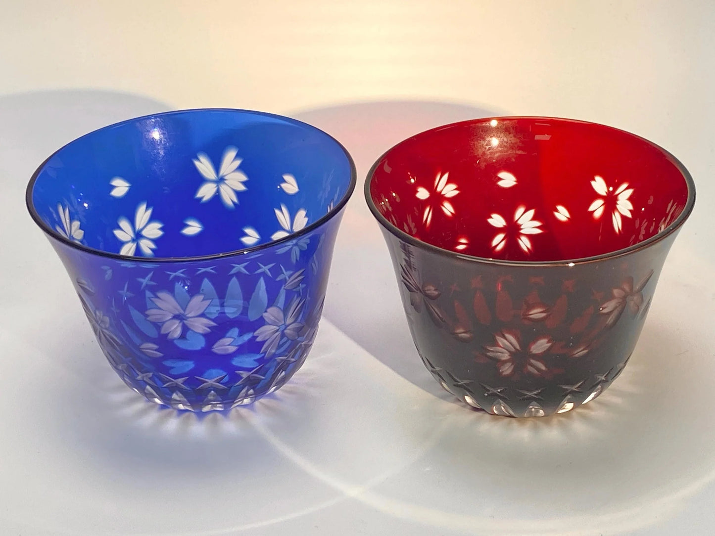 Nanban Kiriko Sakura Cut Crystal Tumblers, Pair