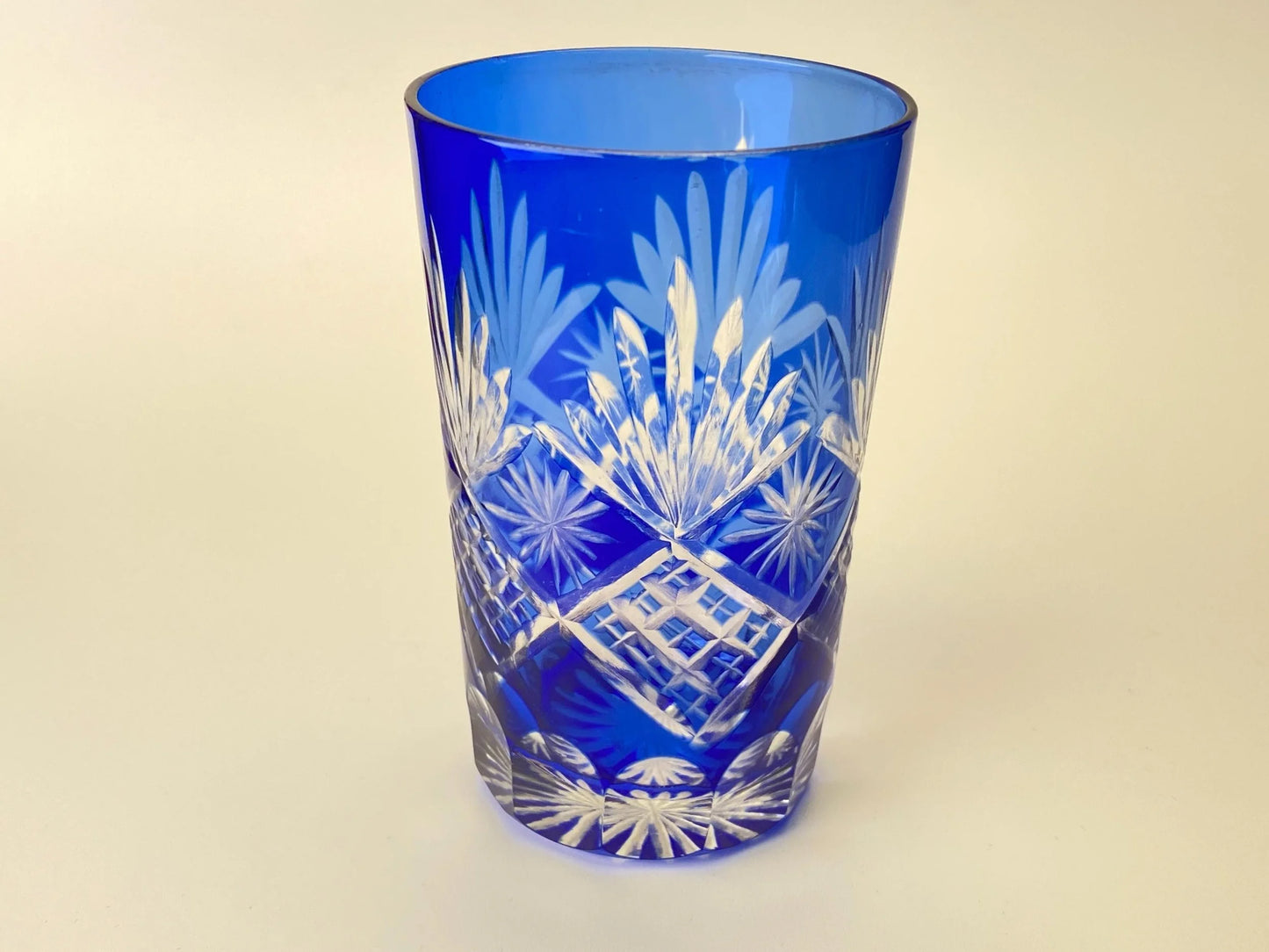 Cobalt Blue Kiriko Cut Crystal Tumbler