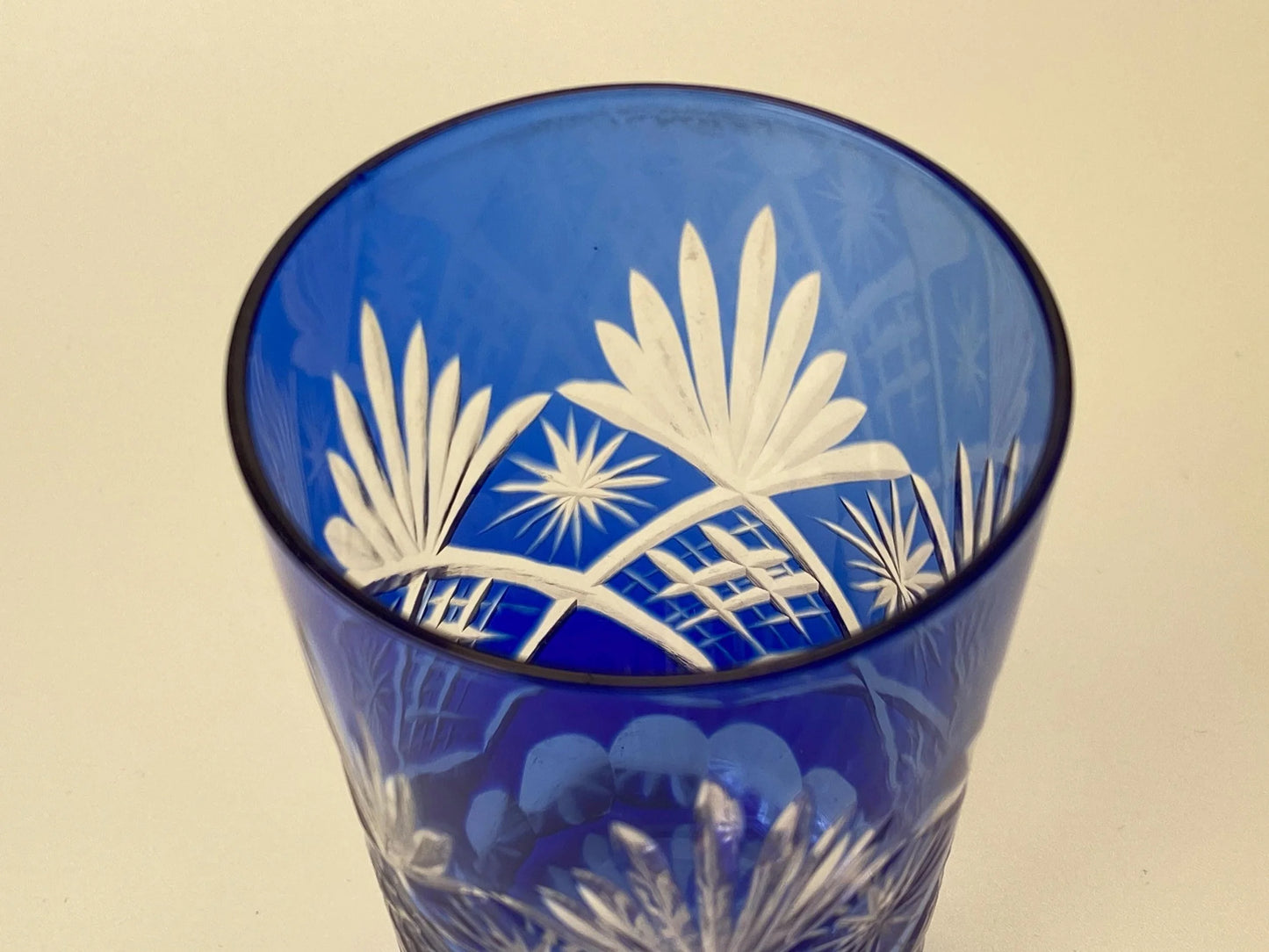 Cobalt Blue Kiriko Cut Crystal Tumbler
