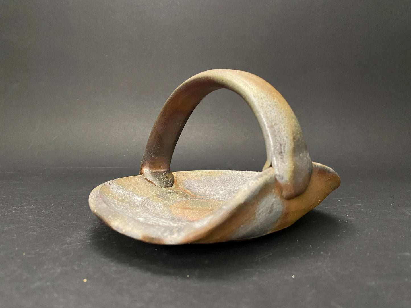 Bizen Ware Tebachi, Vintage Japanese Pottery, Kintsugi Urushi real 24k Gold Repair, Wabi Sabi Ikebana Vessel