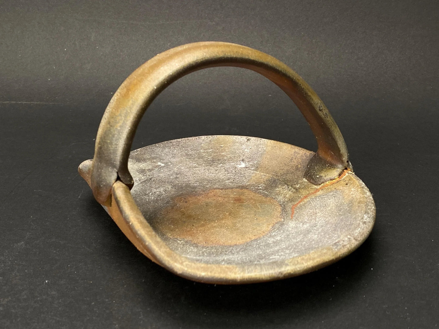 Bizen Ware Tebachi, Vintage Japanese Pottery, Kintsugi Urushi real 24k Gold Repair, Wabi Sabi Ikebana Vessel