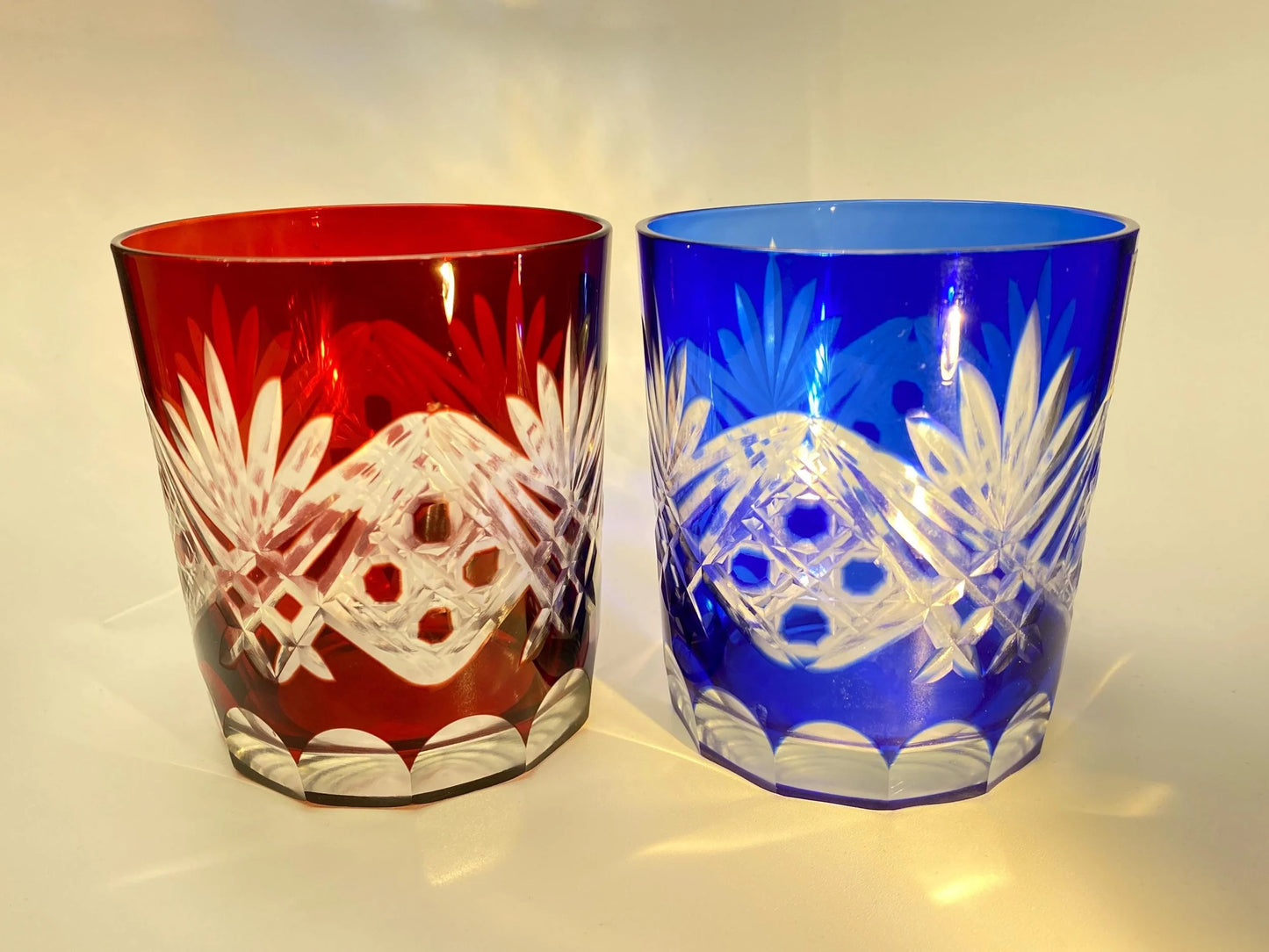 Ruri Roman Edo Kiriko Crystal Whiskey Pair