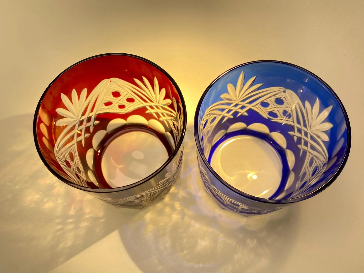 Ruri Roman Edo Kiriko Crystal Whiskey Pair