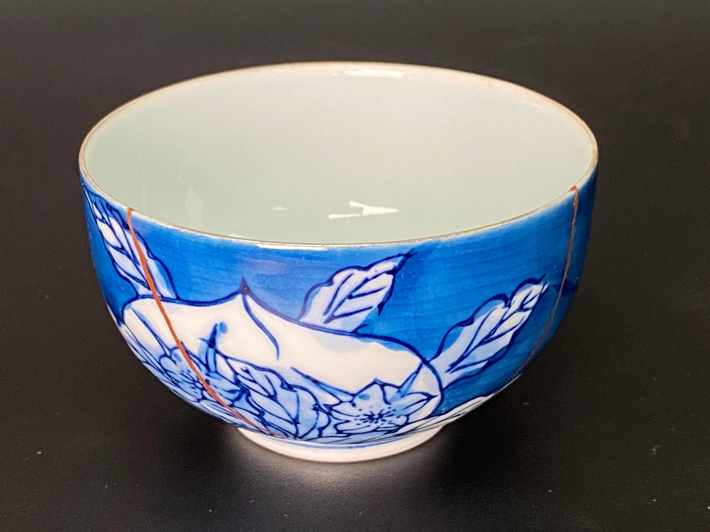KINTSUGI Japanese Urushi teacup signed, 24k gold kintsugi nature urushi lacquer Bowl, Matcha Ceremony Pottery, Vintage Artisan Craft