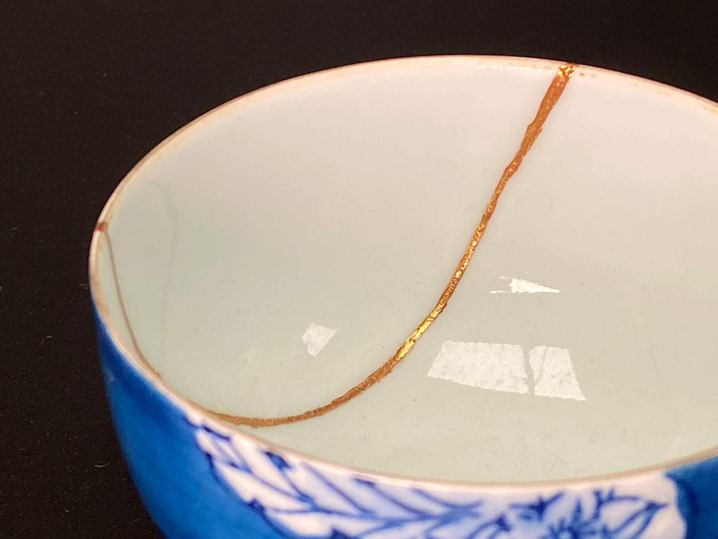 KINTSUGI Japanese Urushi teacup signed, 24k gold kintsugi nature urushi lacquer Bowl, Matcha Ceremony Pottery, Vintage Artisan Craft