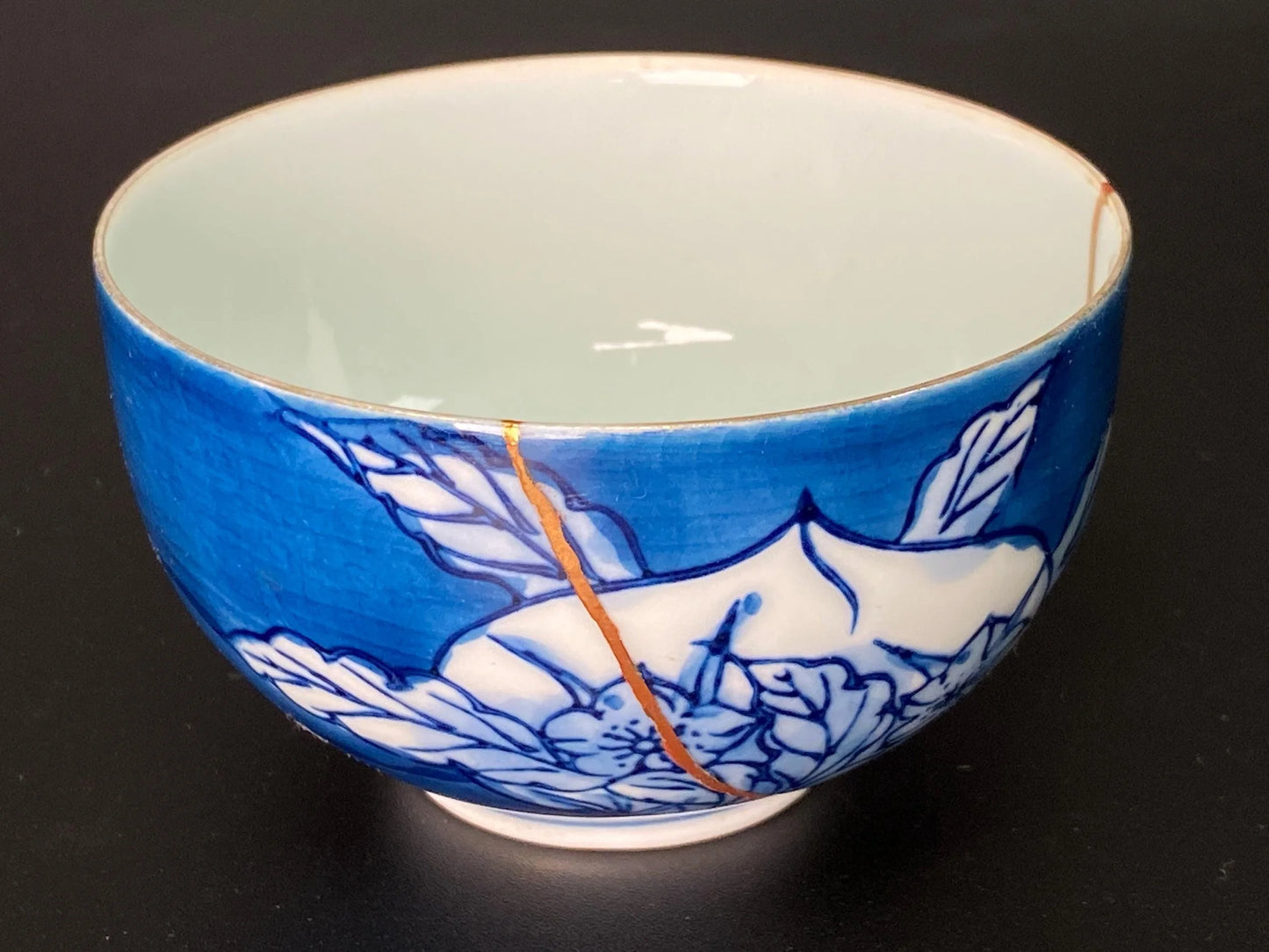 KINTSUGI Japanese Urushi teacup signed, 24k gold kintsugi nature urushi lacquer Bowl, Matcha Ceremony Pottery, Vintage Artisan Craft