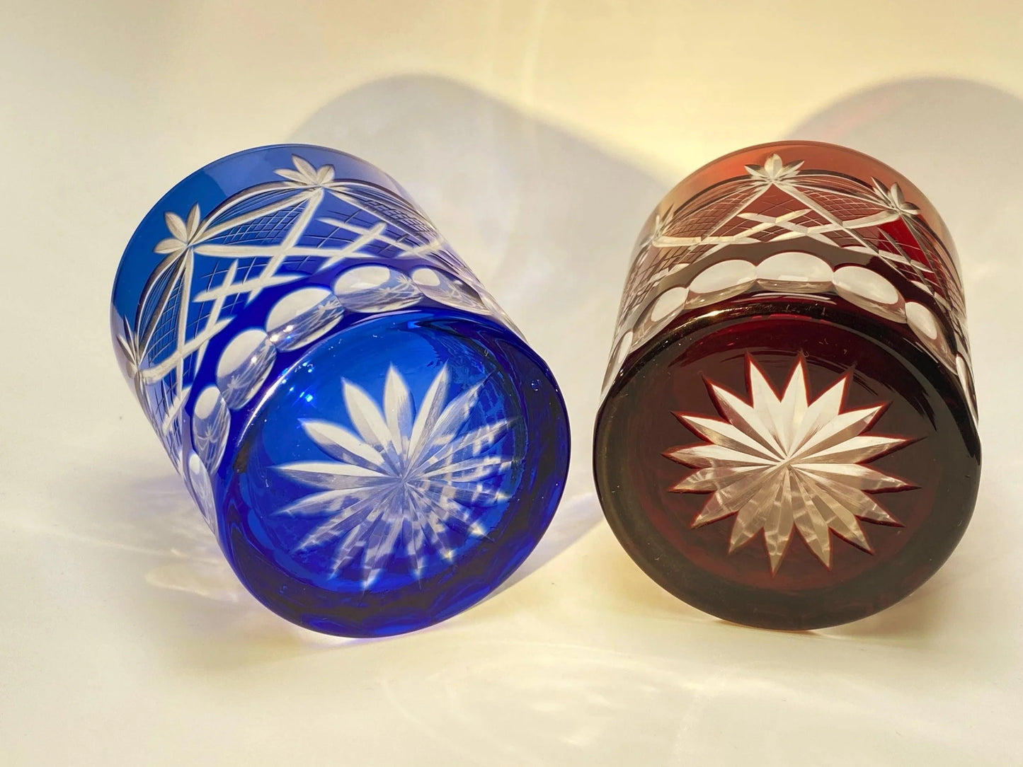 Kiriko Crystal Tumbler Pair, Ayame Iris Pattern