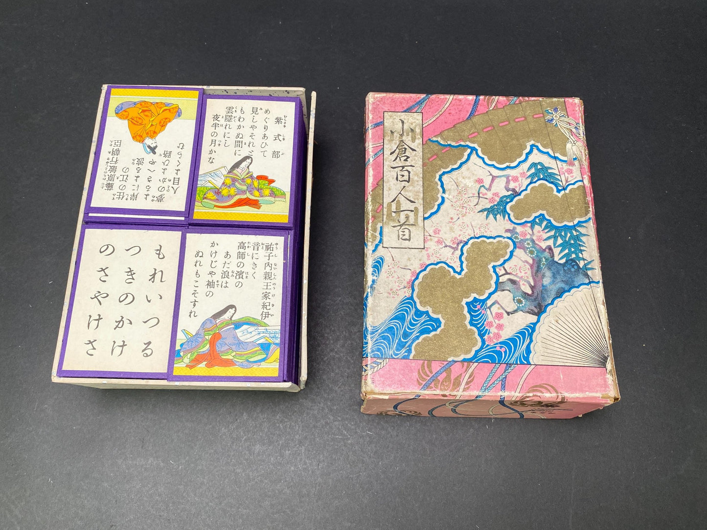 Japanese Karuta Card Game Vintage Competitive Set, Ogura Hyakunin Isshu Karuta Cards, Kashi Paper Poems Game, Ukiyoe Traditional Poetry