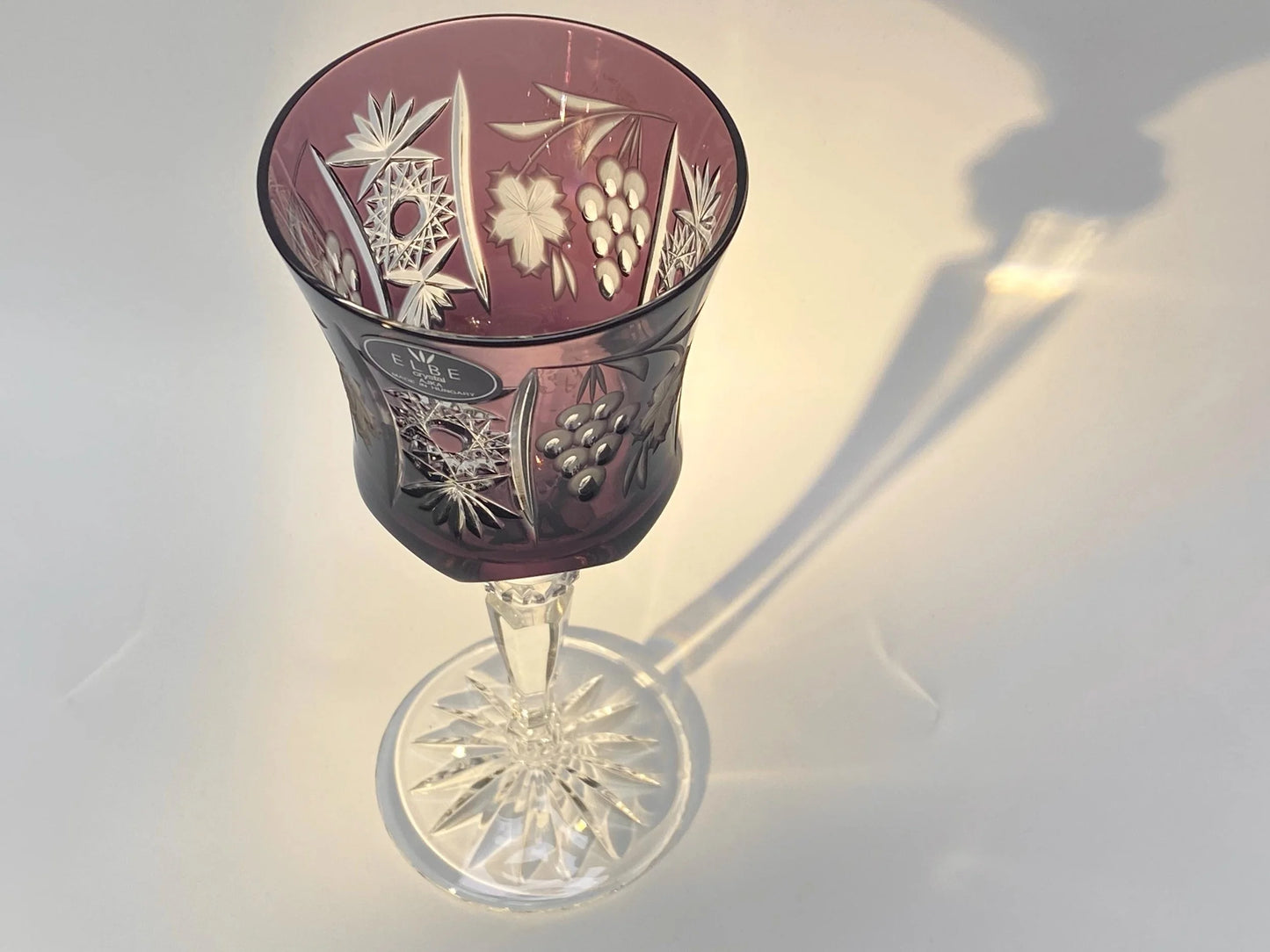 Elbe Crystal Goblet Pair Amethyst Hungarian