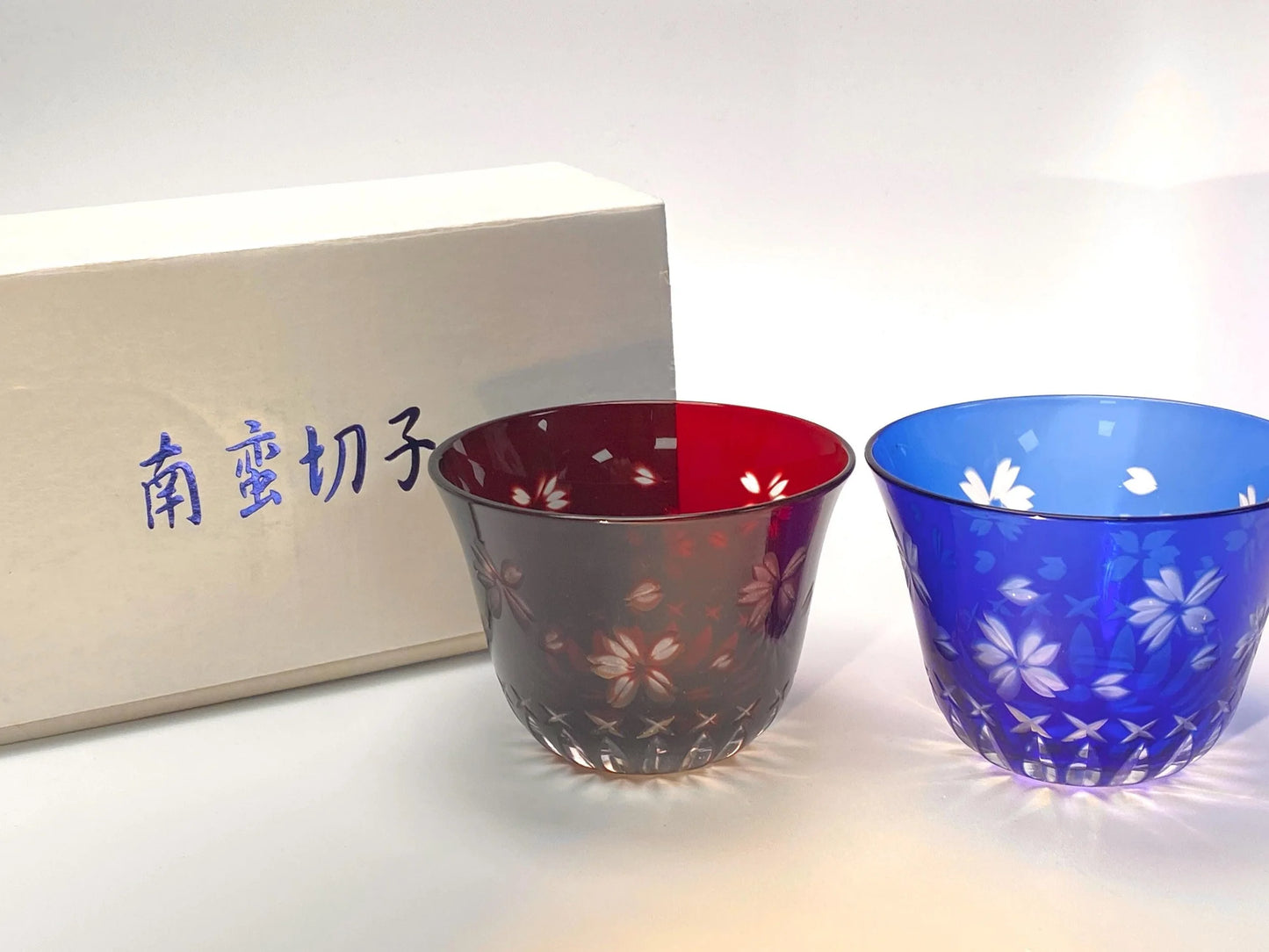 Nanban Kiriko Sakura Cut Crystal Tumblers, Pair