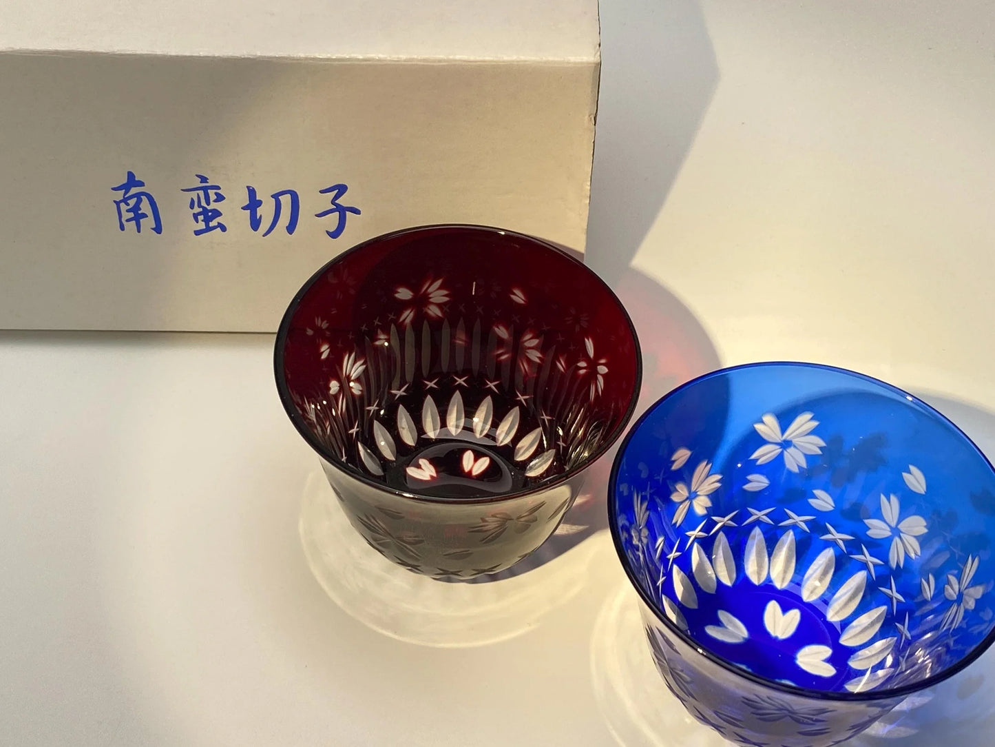 Nanban Kiriko Sakura Cut Crystal Tumblers, Pair