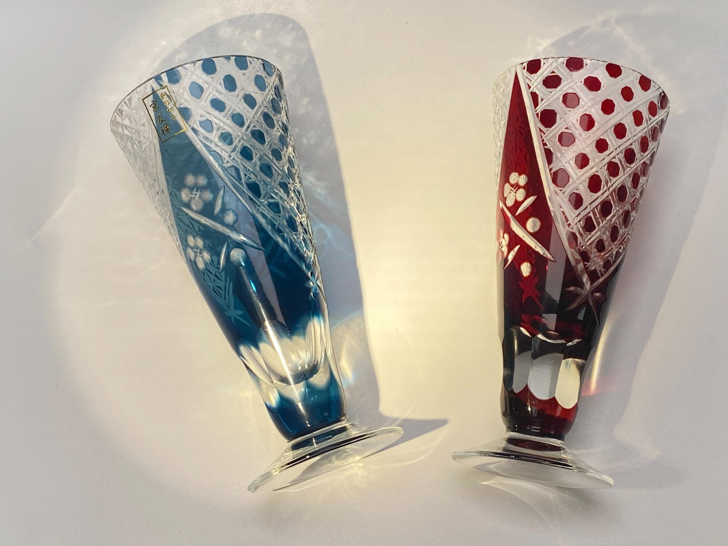 Kyoyuzen Sosaku Kiriko Crystal Glass Pair