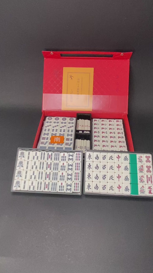 Vintage Riichi Mahjong Set Green Back 4 Aka Dora