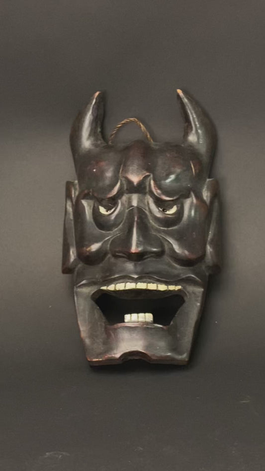 Hand Carved Wood Hannya Mask Japanese Wall Decor